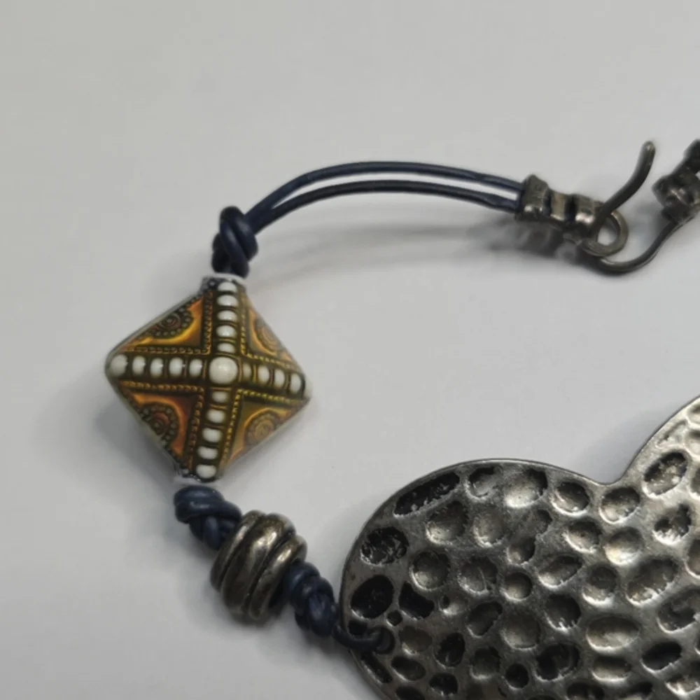 Handmade‎ Silver Heart Bracelet with Beaded Accents